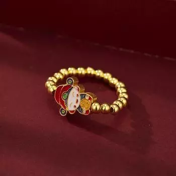 Кольцо с эмалью из стерлингового серебра S925, эластичное, маленькое, с надписью «Бог богатства», женское, позолоченное, эпоксидная смола, древний закон, браслет с надписью «Бог богатства» Elastic Rope
