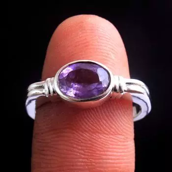 Кольцо с аметистом, эффектное кольцо, ювелирные изделия из стерлингового серебра 925 пробы, женское кольцо, кольцо с камнем февраля 5 фиолетовый