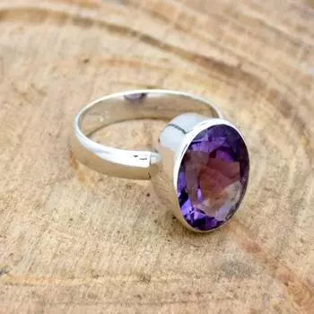 Кольцо с аметистом, эффектное кольцо, кольцо ручной работы, укладочное кольцо, женское кольцо, кольцо с драгоценным камнем, подарок на Рождество, кольцо обещания 6