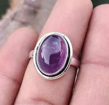 Кольцо с аметистом из стерлингового серебра 925 пробы, фиолетовый драгоценный камень ручной работы, все размеры 5 фиолетовый