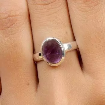 Кольцо с аметистом, серебряное кольцо 925 пробы, кольцо с драгоценным камнем, овальное кольцо, кольцо ручной работы, кольцо с камнем, эффектное кольцо, серебряные украшения 6
