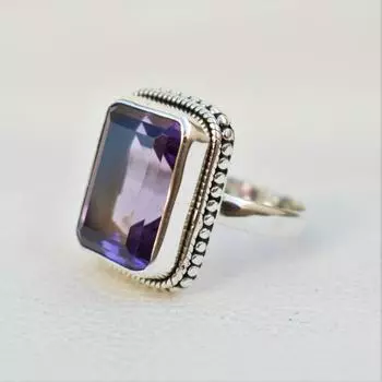 Кольцо с аметистом, стерлинговое серебро 925 пробы, драгоценный камень, ювелирные изделия ручной работы, все размеры 5 фиолетовый