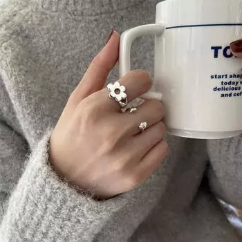 Кольцо с ажурным цветком для женщин, высококачественное, с регулируемым отверстием для руки, ювелирное кольцо из стерлингового серебра 925 пробы, персонализированная мода opening adjustable