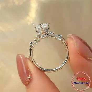 Кольцо с бантом S925, серебро муассанит, 1 карат, кольцо D, цвет, ультра белый лабораторный бриллиант, женские свадебные украшения высокого качества, сертификат GRA 5