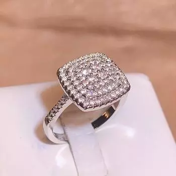 Кольцо с белым цирконом Big Bling Sparkling Geometry, обручальное кольцо для невесты, украшения для юбилейной вечеринки, подарок ко Дню святого Валентина, женские украшения, подарок на Хэллоуин 6 белый