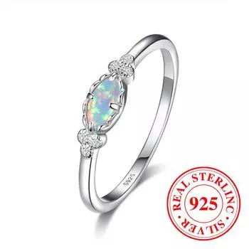 Кольцо с белым огненным опалом маркизной огранки для женщин, обручальные кольца из настоящего серебра 925 пробы, обручальное кольцо с цирконом, ювелирные изделия 5