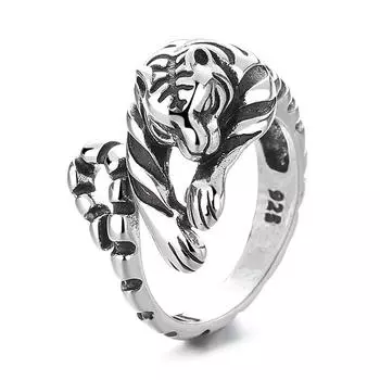 Кольцо с белым тигром в стиле ретро, кольцо с двенадцатью зодиакальными тиграми, открывающее весь творческий потенциал, кольцо на указательный палец