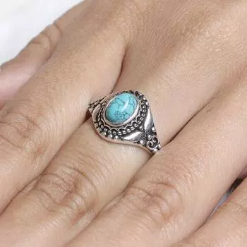 Кольцо с бирюзой, креативное женское украшение в форме бабочки No. 5