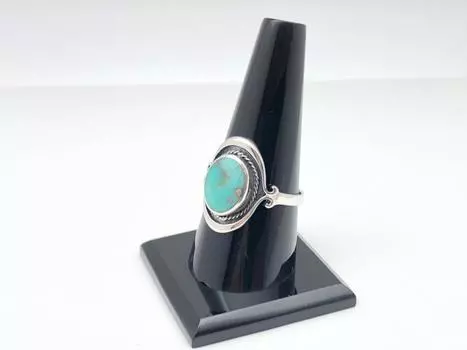 Кольцо с бирюзой // Плетеное кольцо с бирюзой Бали // Серебряное кольцо с бирюзой