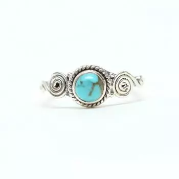 Кольцо с бирюзовым драгоценным камнем, кольцо из твердого серебра 925 пробы, кольцо с камнем, богемное кольцо, штабелируемое кольцо, подарок для нее 6
