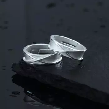 Кольцо с блестящей полировкой, тонкая пескоструйная обработка, геометрическое регулируемое отверстие, сплав, пара, кольцо времени Сунь Укуна Men