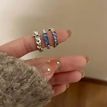 Кольцо с блестящим нерегулярным цирконом и текстурой лавы, трендовое темпераментное женское регулируемое роскошное кольцо для девочек Y2K, ювелирные изделия, подарки, аксессуары