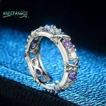 Кольцо с блестящим скрещенным искусственным бриллиантом — женский кроссовер, двухцветные цирконы, праздничный подарок, элегантный US 5 фиолетовый