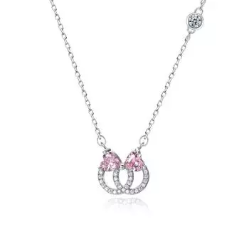 Кольцо с бриллиантами, инкрустированное Любовью, розовое ожерелье-бантик, темперамент, милая девичья цепочка на ключицу