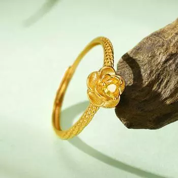 Кольцо с бриллиантами True Love Rose из стерлингового серебра S925, регулируемое кольцо с изображением маленького батата для девочек, живое кольцо с цветком Opening adjustable золотой