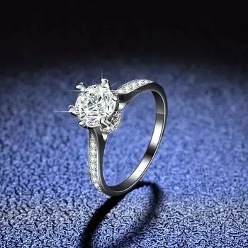 Кольцо с бриллиантом цвета D из муассанита для женщин, серебро 925 пробы, один карат, хит продаж, кольцо с шестью когтями, обручальное кольцо, предложение, кольцо с бриллиантом, подарок для подруги 10