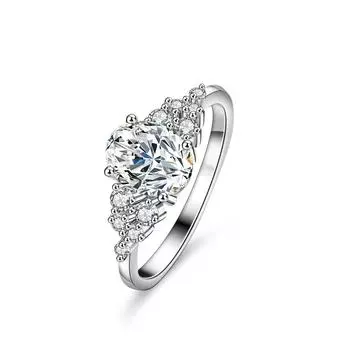 Кольцо с бриллиантом из муассанита цвета D для женщин, серебро S925, стерлинговое серебро 1,5 карата, в форме яйца, голубя, обручальное кольцо, предложение, кольцо с бриллиантом, подарок подруге 9