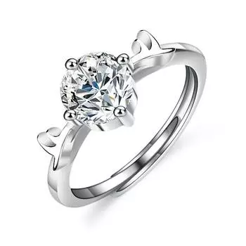 Кольцо с бриллиантом из муассанита цвета D, женское серебряное кольцо с рогами, кольцо с бриллиантом ins, обручальное кольцо, обручальное кольцо, подарок для подруги Opening is adjustable