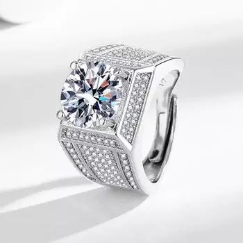 Кольцо с бриллиантом из пяти каратного циркония для мужчин, предложение руки и сердца, мужское кольцо