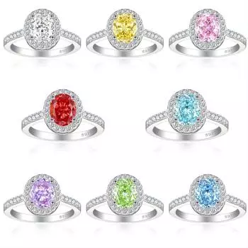 Кольцо с бриллиантом из высокоуглеродистого серебра S925 стерлингового серебра с огранкой «ледяной цветок» и цветным цирконием, помолвочное кольцо для женщин US Size 5 #