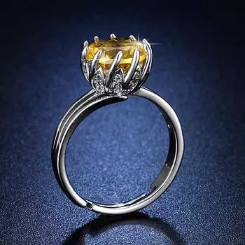 Кольцо с бриллиантом Lotus в 3 карата, технология Lucky Yellow Diamond, цвет бриллианта, открывающееся кольцо для женщин Opening Adjustable