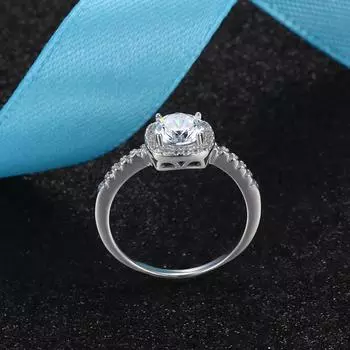 Кольцо с бриллиантом мозанит из серебра 925 пробы для женщин в стиле S, 1 карат 9