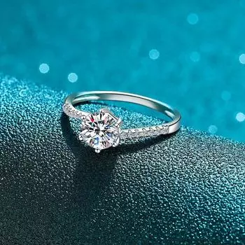 Кольцо с бриллиантом Trend Line, кольцо с закрученной рукояткой из серебра 925 пробы, небольшое свежее кольцо с шестью бриллиантами No. 5