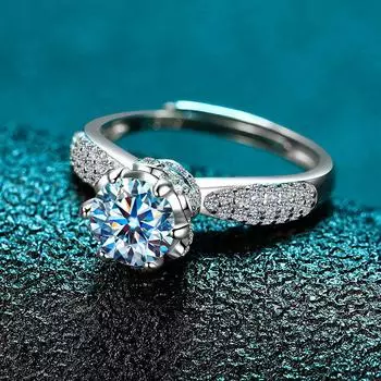 Кольцо с бриллиантом в один карат Snow Queen, серебро 925 пробы, белое золото 750 пробы, платина 950 пробы, кольцо с короной для предложения opening adjustable