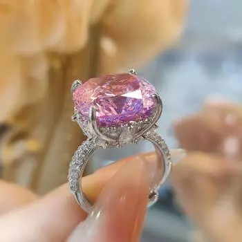 Кольцо с бриллиантовым бутоном, фиолетовое, литий-фиолетовое, Hui, с высоким содержанием углерода, бриллиантовое, фиолетовое, ледяное, цветное, сокровище, открытое кольцо для женщин