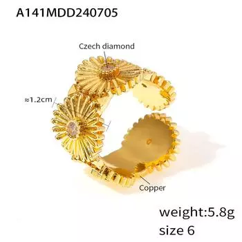 Кольцо с бриллиантовым цветком, премиум-дизайн, открытое кольцо, медный материал, ретро-стиль, женщина