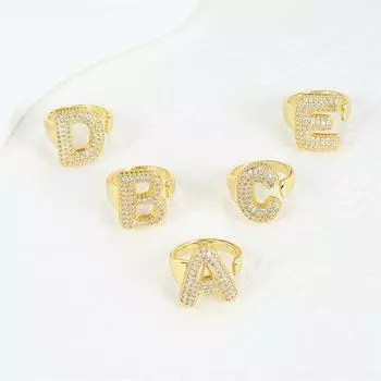 Кольцо с буквами AZ для женщин, металлическое, регулируемое, открывающееся, имя, алфавит для женщин, свадебные украшения для вечеринок, подарки A