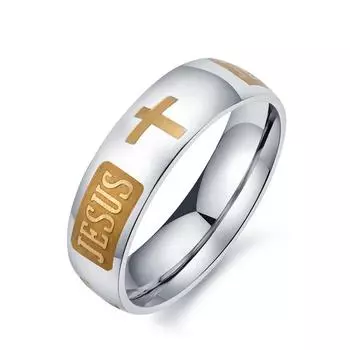 Кольцо с буквой 8 мм, Библейский Иисус, персонализированное модное мужское кольцо из нержавеющей стали из нержавеющей стали 6
