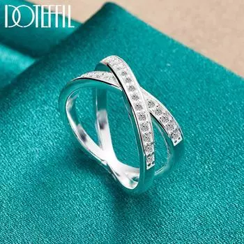 Кольцо с буквой X из стерлингового серебра 925 пробы и цирконием AAA, модные свадебные украшения 7#