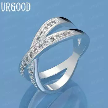 Кольцо с буквой X из стерлингового серебра 925 пробы и цирконием AAA, модные свадебные украшения 7#