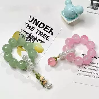 Кольцо с бусинами в стиле Сяохуншу «Персиковый цветок»: Сказочный дизайн для снятия стресса и студентов Hand Twisted Beads персиковый