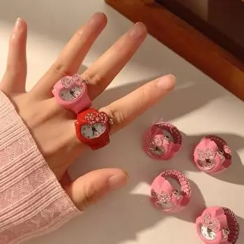 Кольцо с часами Bow Water Diamond Милое Простое Модное Уникальное Кольцо Универсальное Цветное Кольцо Часы Изысканный Подарок розовый