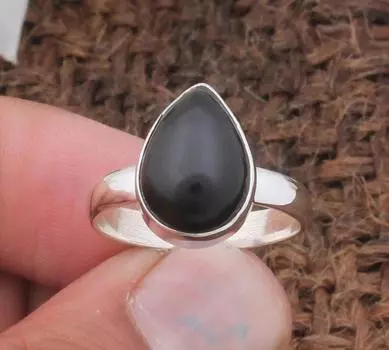 Кольцо с черным ониксом и драгоценным камнем, серебро 925 пробы, кольцо с безелем, кольцо в стиле бохо, кольцо ручной работы, подарок на годовщину, подарок на помолвку 6