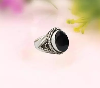 Кольцо с черным ониксом, кольцо из цельного серебра 925 пробы, ювелирные изделия ручной работы, богемное кольцо, эффектное кольцо, вечернее кольцо 6