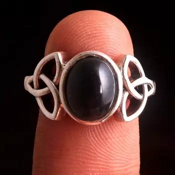 Кольцо с черным ониксом, Серебряные украшения с подвесками, Эффектные украшения, Кельтское кольцо, Серебряные украшения 4 чёрный