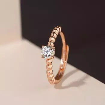 Кольцо с четырьмя круглыми бусинами из циркония, женственность, легкость, роскошь, открытое кольцо