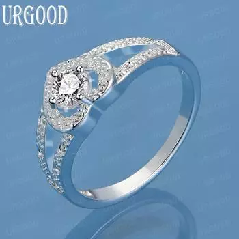 Кольцо с цирконом ААА из стерлингового серебра 925 пробы в форме сердца, модное свадебное украшение 6#