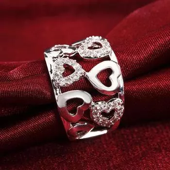 Кольцо с цирконом ААА из стерлингового серебра 925 пробы в форме сердца, модные свадебные украшения 7#