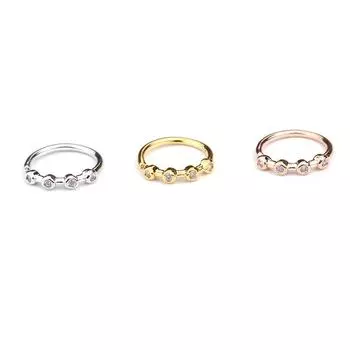 Кольцо с цирконом для пирсинга в нос 4Stones золотой