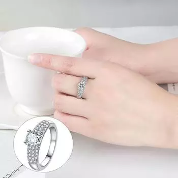 Кольцо с цирконом, изысканное мастерство, блестящая геометрическая полировка, ослепительный долговечный ювелирный аксессуар US 10 серебряный