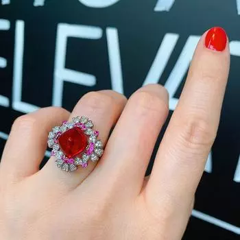 Кольцо с цирконом контрастного цвета, кольцо с микросапфиром и изумрудом, рубином, модное регулируемое кольцо.