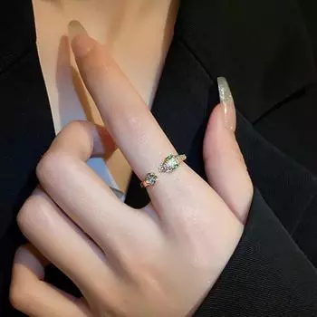 Кольцо с цирконом в форме змеи для женской ниши. Высококачественное и регулируемое изысканное кольцо на указательном пальце.