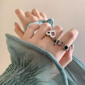 Кольцо с цирконом в стиле ретро для женщин, открывающиеся регулируемые серебряные кольца на указательный палец, роскошные персонализированные ювелирные изделия, дизайнерские аксессуары