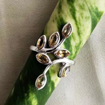 Кольцо с цитрином, серебряные украшения, серебро 925 пробы, украшения ручной работы, украшения с камнями по месяцу рождения, женское кольцо 5 жёлтый