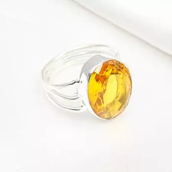Кольцо с цитрином, ювелирные изделия из стерлингового серебра 925 пробы, кольцо ручной работы, на День Благодарения 4 жёлтый
