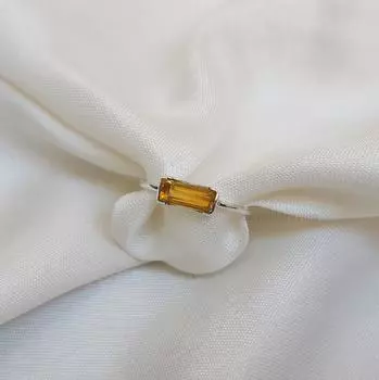 Кольцо с цитрином в форме багета, камень ноября, 925 пробы, серебряные кольца, ювелирные изделия 5 серебряный